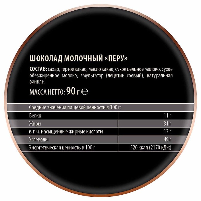 Шоколад Победа Перу 36% горький 90гр к/у