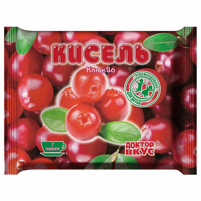 Кисель Доктор вкус клюква 200гр брикет