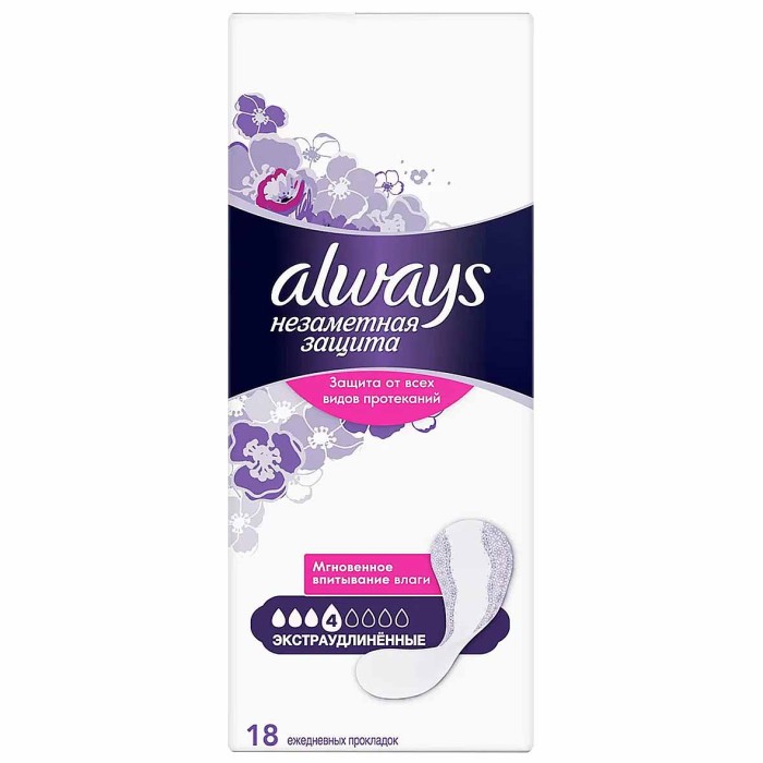 Прокладки ежедневные Always Незаметная защита экстраудлиненые Single 18шт к/у