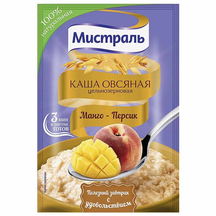 Каша овсяная Мистраль Манго-персик 40гр м/у