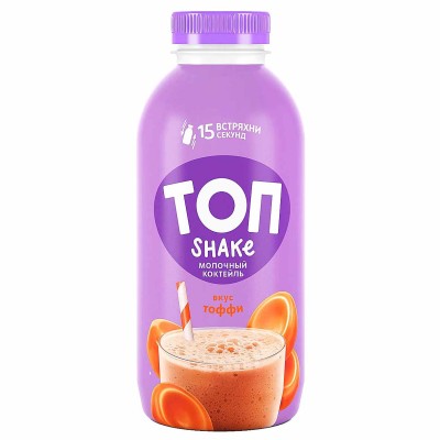 Коктейль молочный Топ Shake со вкусом тоффи 2% 450гр пэт