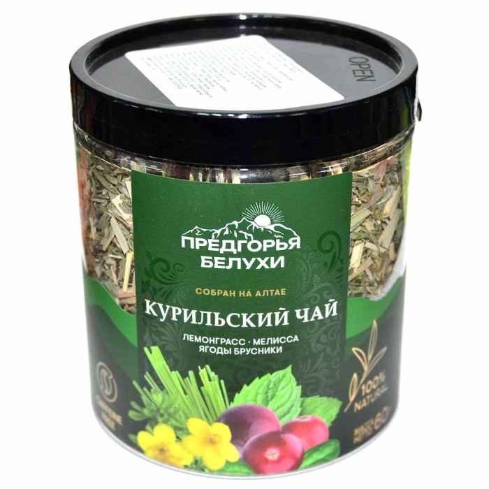 Напиток чайный Предгорья Белухи Курильский чай с лемонграссом, мелиссой и брусникой 60гр пэт