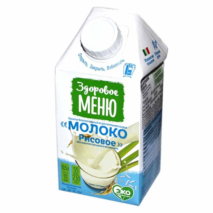 Молоко Здоровое меню рисовое 0,5л т/п