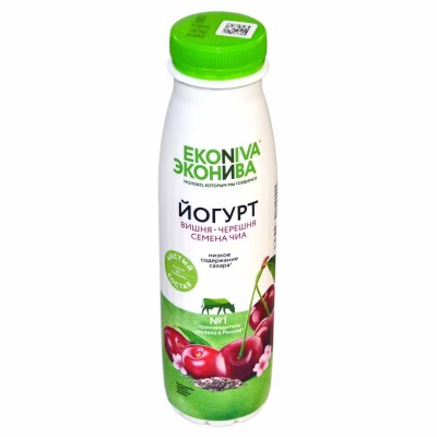 Йогурт питьевой Fitness line вишня-черешня-семена чиа 2,5% 300гр пэт