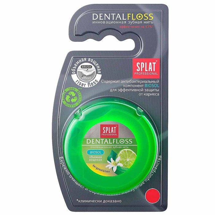 Нить зубная Splat Professional DentalFloss Бергамот и лайм 30м пэт