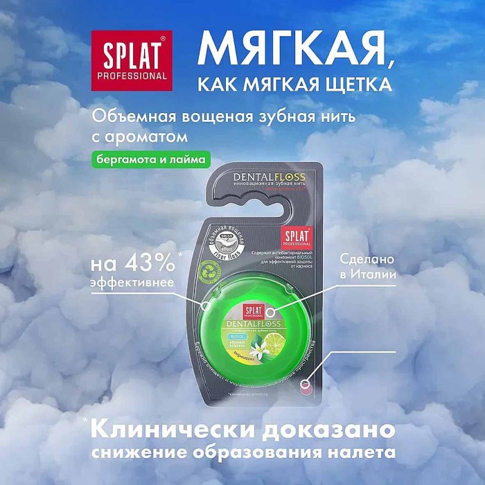 Нить зубная Splat Professional DentalFloss Бергамот и лайм 30м пэт