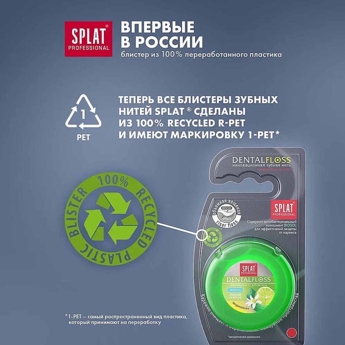 Нить зубная Splat Professional DentalFloss Бергамот и лайм 30м пэт