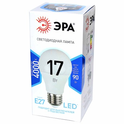 Лампа светодиодная Эра A60-17w-840-E27 к/у