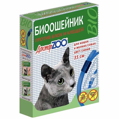 Биоошейник Доктор ZOO для кошек и собак синий 35см артZR0924