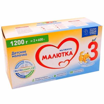 Молочко детское Малютка 3 с 12мес 1200гр к/у
