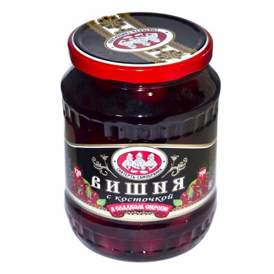 Вишня Скатерть-Самобранка в сладком сиропе с/к 720мл ст/б