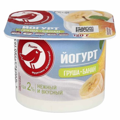 Биойогурт Ашан груша-банан 125гр пэт
