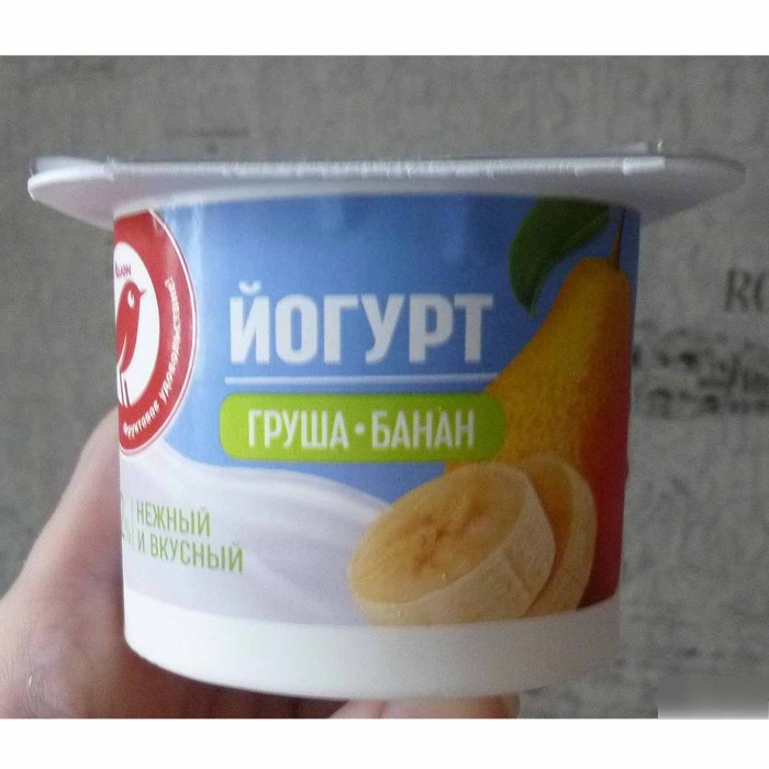 Биойогурт Ашан груша-банан 125гр пэт