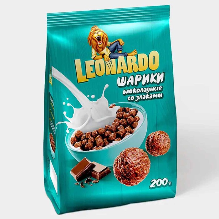 Завтрак готовый Leonardo шоколадные шарики 200гр м/у