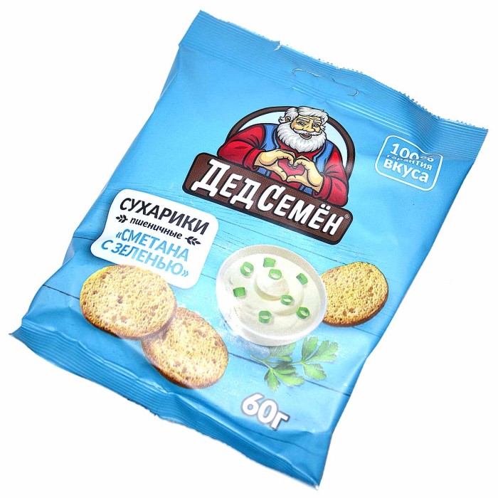Сухарики Дед Семен вкус сметана и зелень 60гр м/у