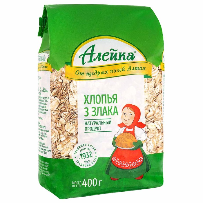 Хлопья Алейка 3 злака 400гр м/у