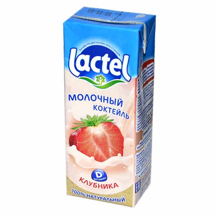 Коктейль молочный Lactel клубника 2,5% 200мл т/п