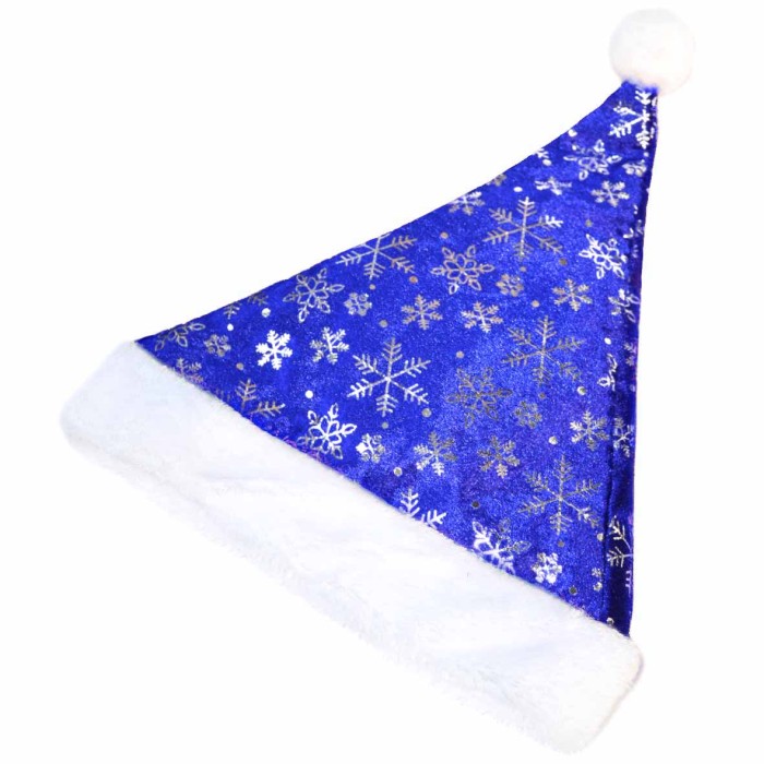 Колпак Санты новогодний меховой снежинки №11