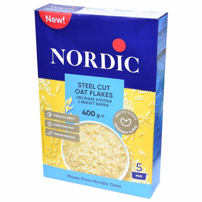 Хлопья овсяные Nordic 5 минут варки 400гр к/у