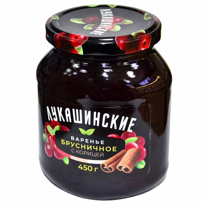 Варенье Лукашинские Брусничное с корицей  450гр ст/б