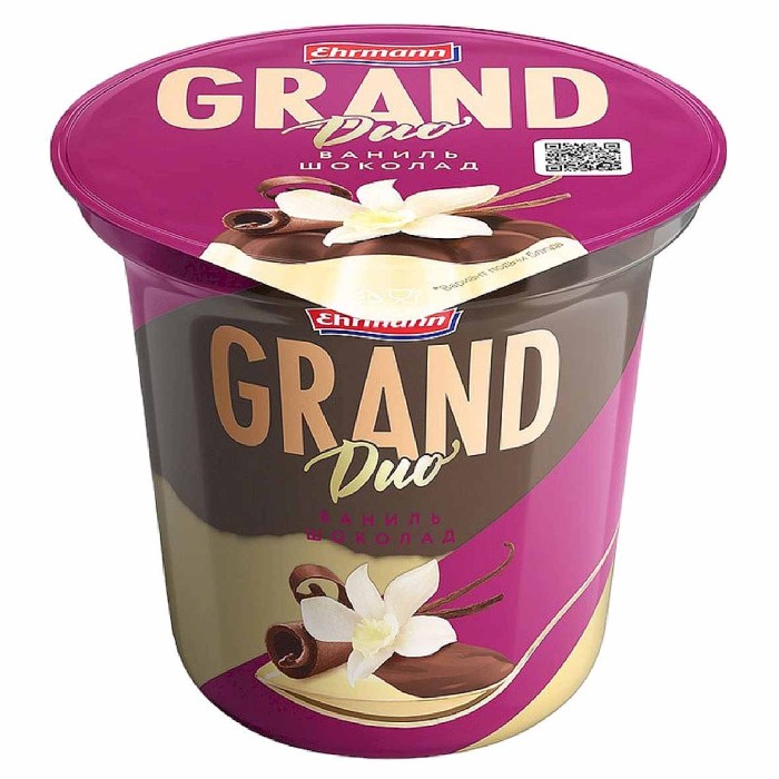 Пудинг Grand Duo шоколадно-ванильный 1,8% 230гр пэт