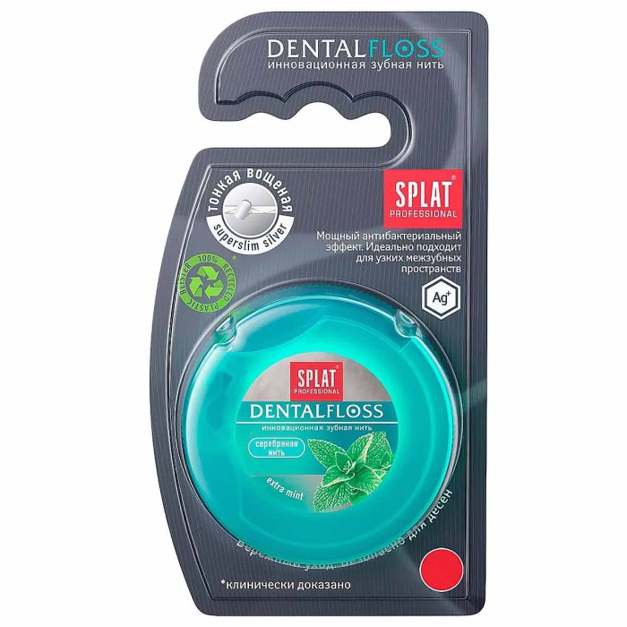 Нить зубная Splat Professional DentalFloss с волокнами серебра 30м пэт