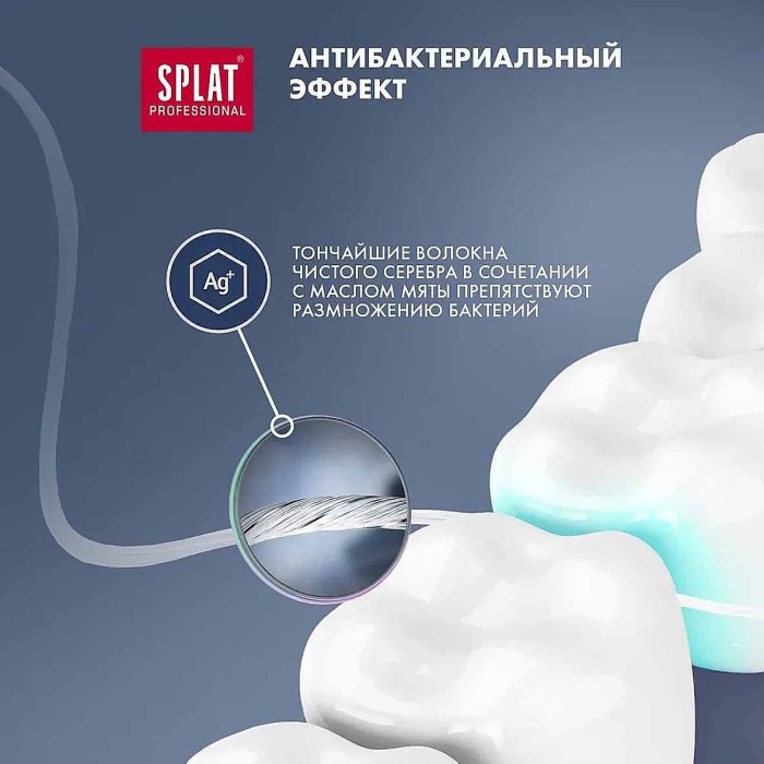 Нить зубная Splat Professional DentalFloss с волокнами серебра 30м пэт
