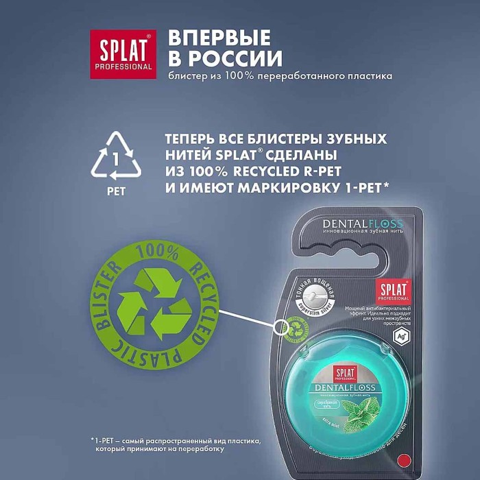 Нить зубная Splat Professional DentalFloss с волокнами серебра 30м пэт