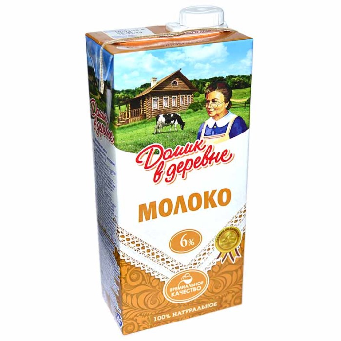 Молоко Домик в деревне стерилизованное 6% 928мл т/п