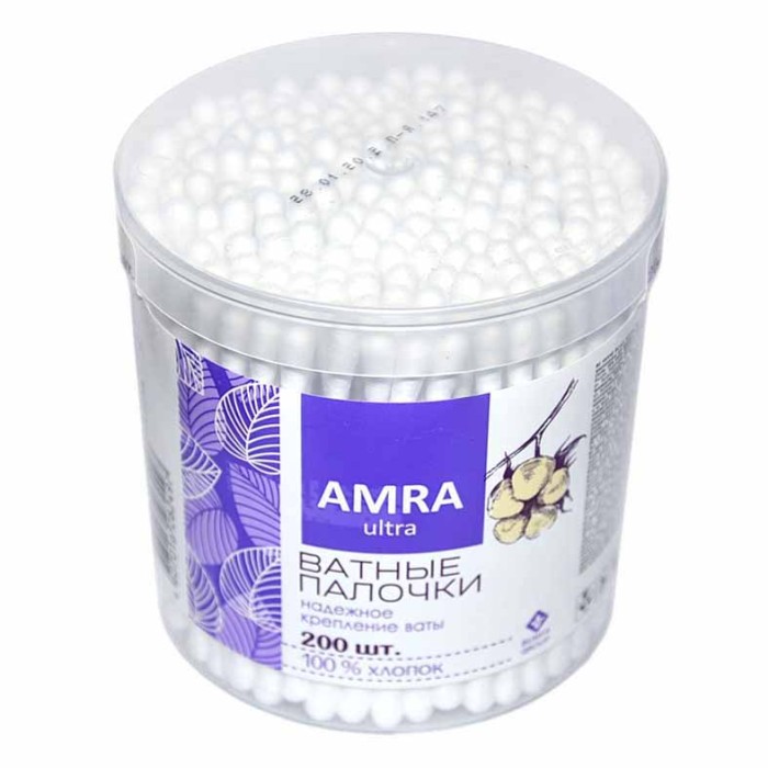 Палочки ватные Amra 200шт пэт