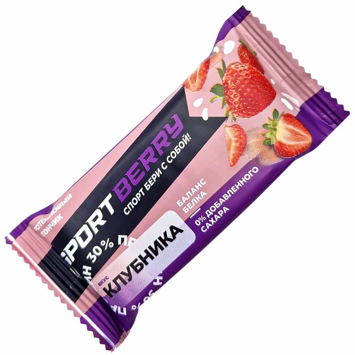 Батончик протеиновый Sportberry неглаз клубничный 40гр м/у