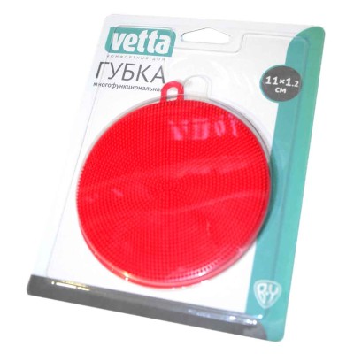 Губка для посуды Vetta многофункциональная 11*1,2см 4 цвета м/у