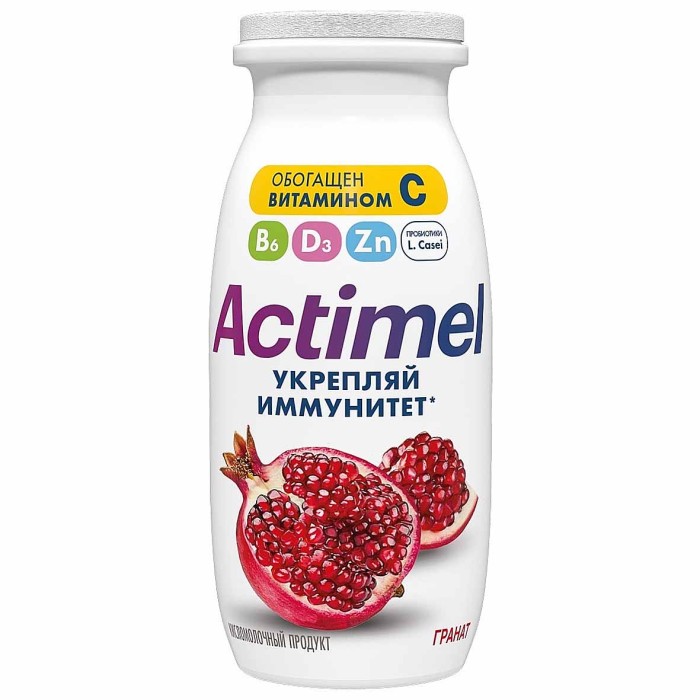Напиток Actimel гранат с витамином С 95мл пэт