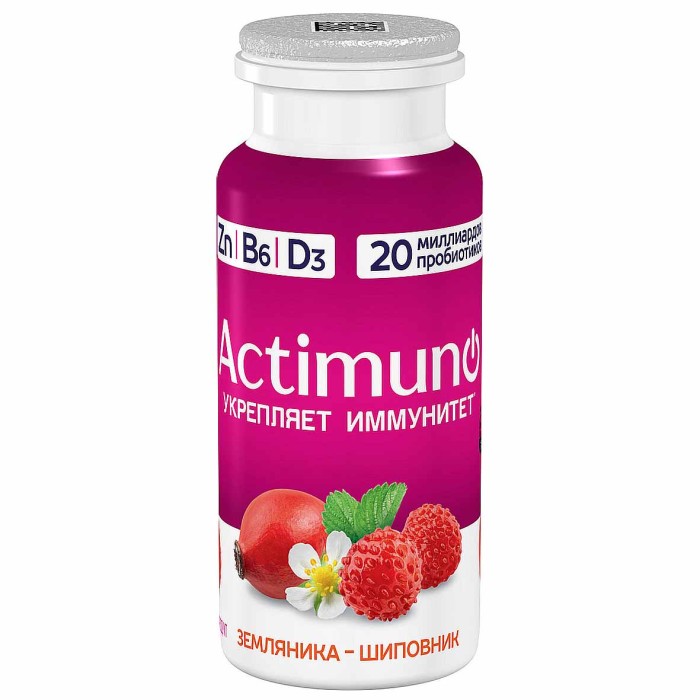 Напиток Actimuno вкус земляника-шиповник 1,5% 95мл пэт