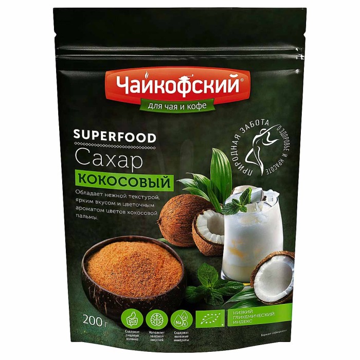 Сахар кокосовый Чайкофский 200гр м/у