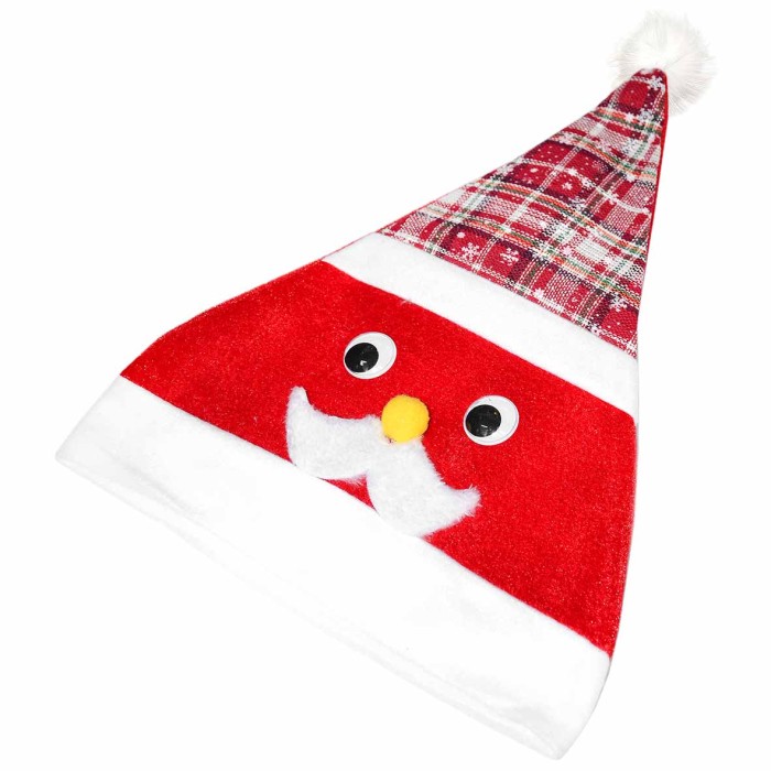 Колпак Санты новогодний с глазами и усами