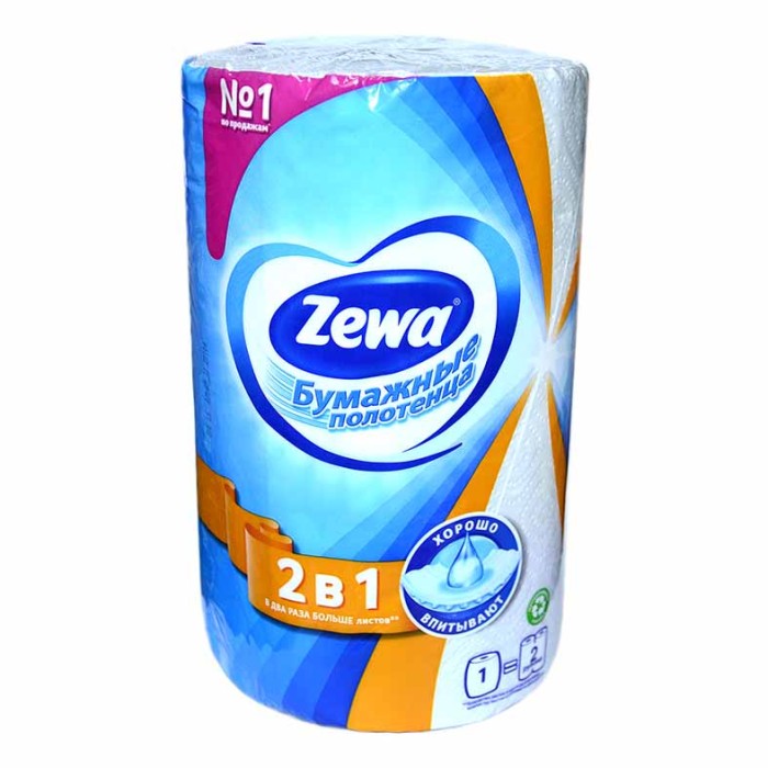 Полотенца бумажные Zewa 2сл 2в1 м/у