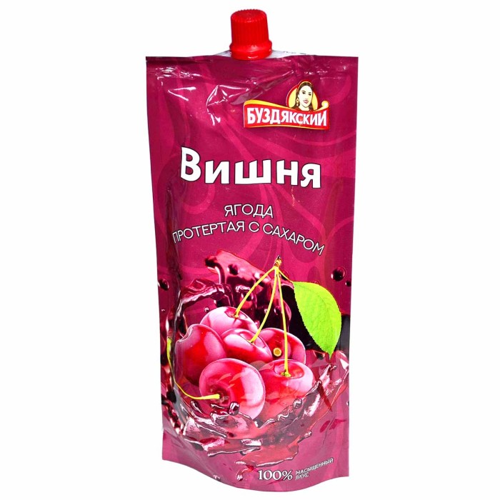 Ягода вишня Буздякский протертая с сахаром 280гр д/п