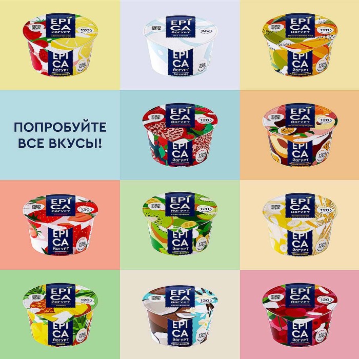 Йогурт Epica с бананом и злаками 4,9% 130гр пэт