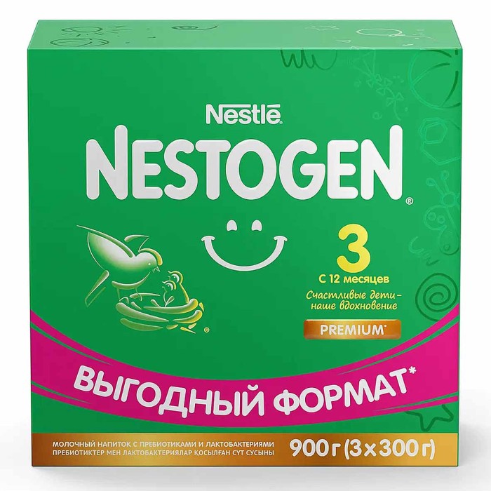 Молочко детское Nestogen с пребиотиками и лактобактериями с 12мес 900гр к/у
