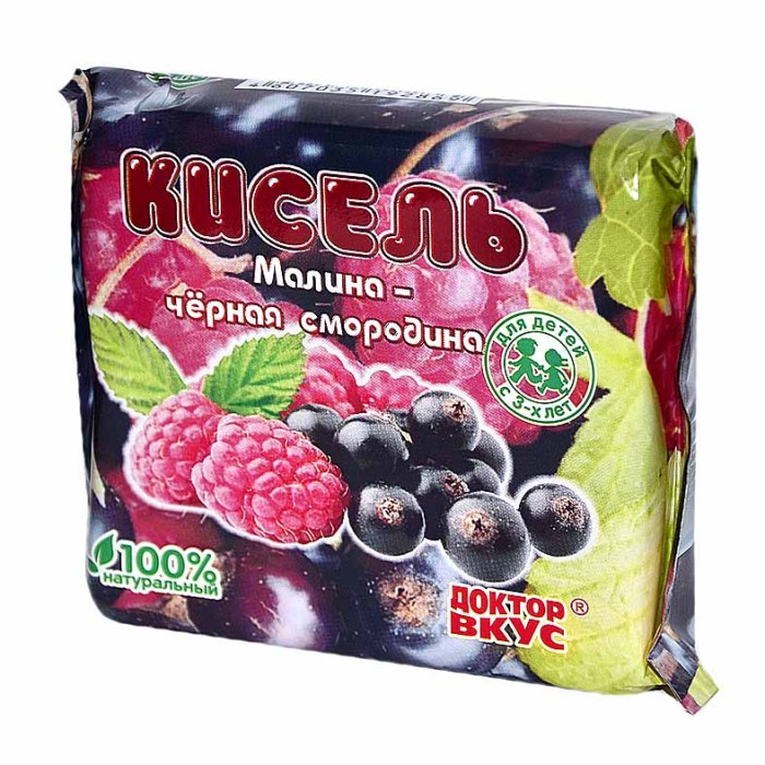 Кисель Доктор вкус малина-черная смородина 200гр брикет