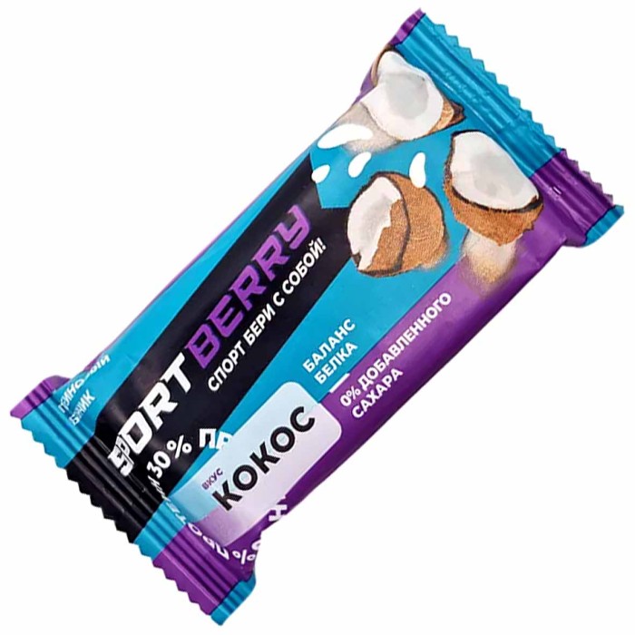 Батончик протеиновый Sportberry неглаз кокосовый 40гр м/у