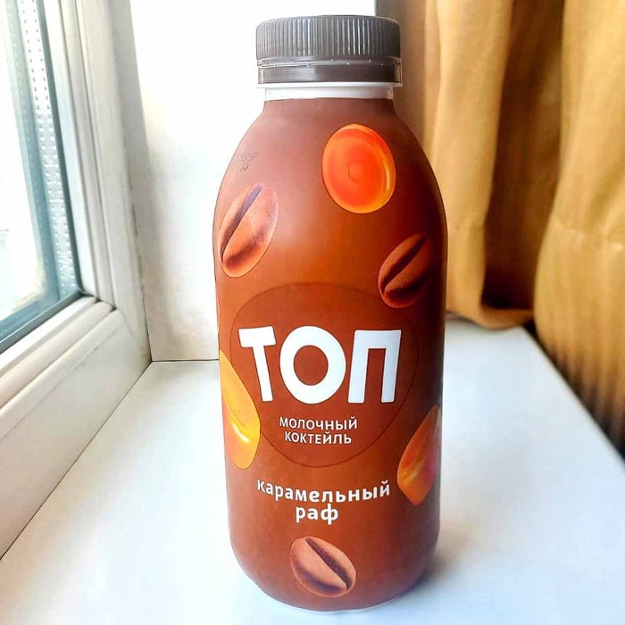 Коктейль молочный Топ со вкусом карамельный раф 2% 450гр пэт