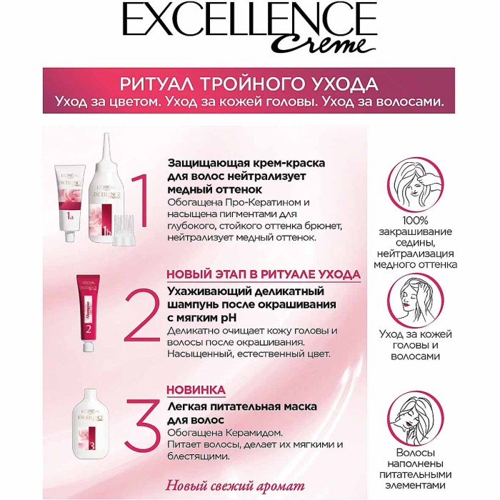 Краска для волос Loreal Exellence 400 Каштановый к/у