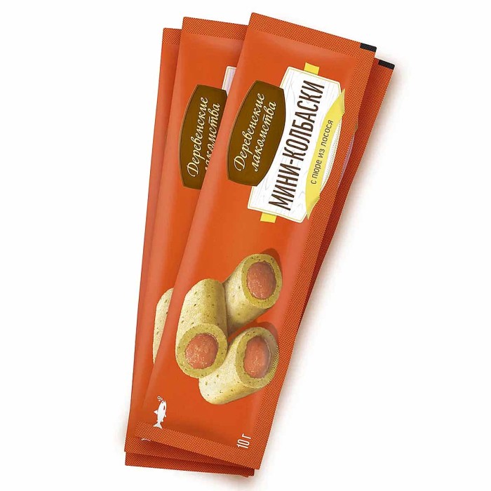 Мини-колбаски Деревенские лакомства с пюре из лосося 40гр