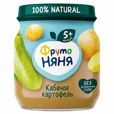 Пюре Фруто Няня кабачок-картофель 5+ 110гр ст/б
