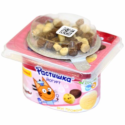 Йогурт Растишка вкус пломбира с печеньем какао-шоколад 3% 116гр пэт