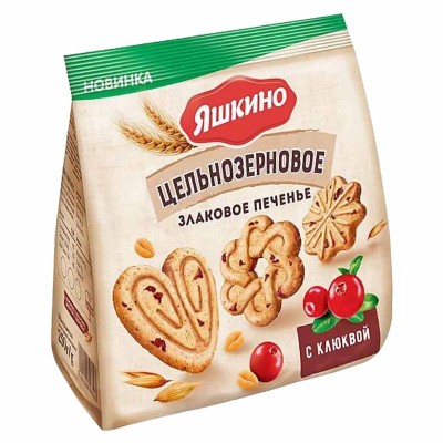 Печенье Яшкино Злаковое с клюквой 250гр м/у