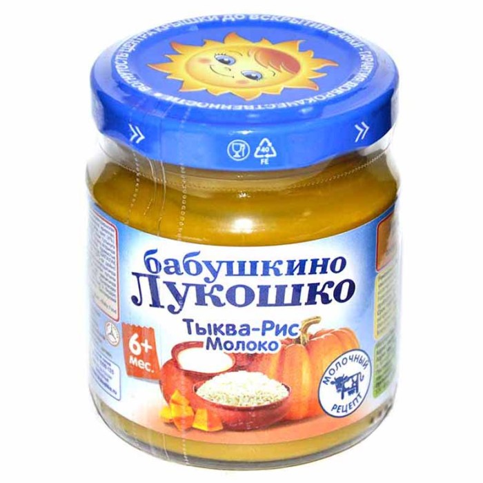 Пюре Бабушкино Лукошко тыква-рис и молоко с 6мес 100гр ст/б