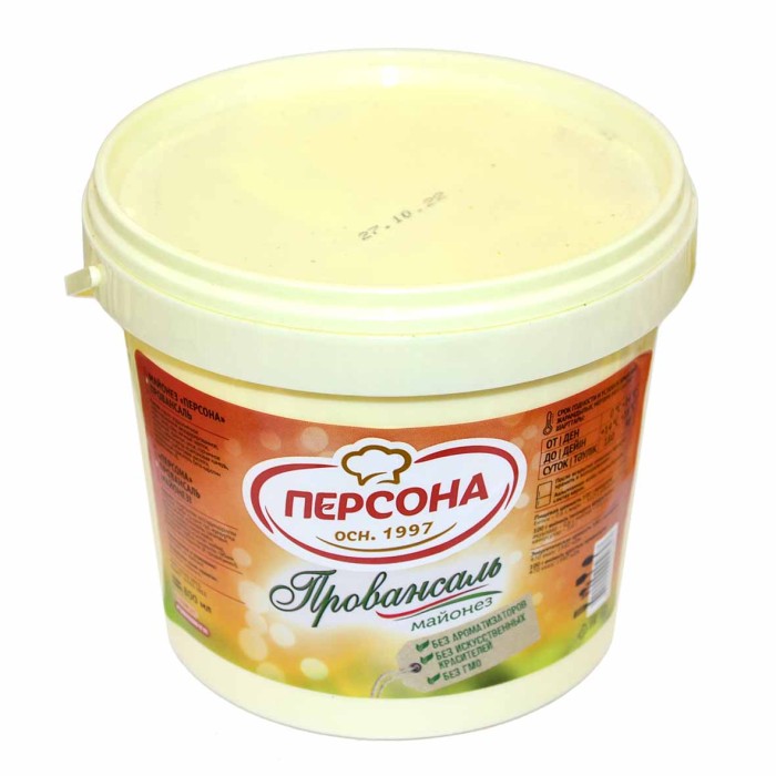 Майонез Персона Правонсаль 50% 800мл ведро